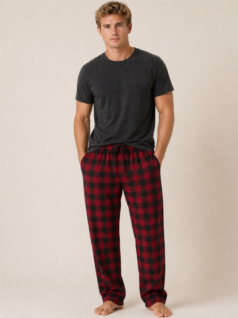 Nordstrom • nwt Men's Red & Black Buffalo Plaid Pajama Pants